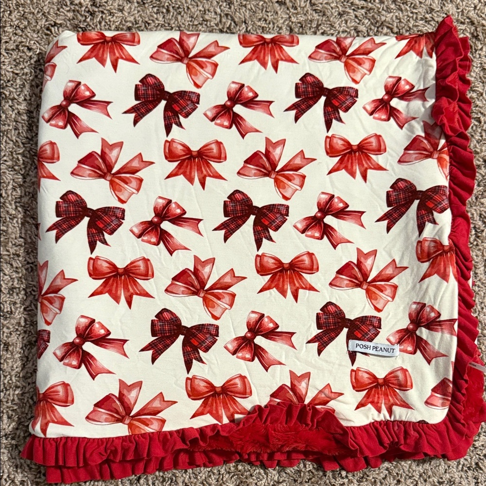 Posh Peanut Avia Red Bow Blanket